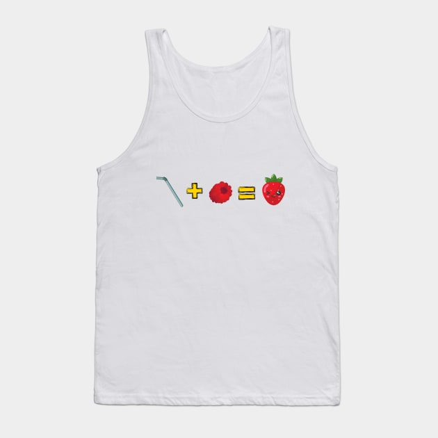 Straw Plus Berry Equals Strawberry Tank Top by Papanee